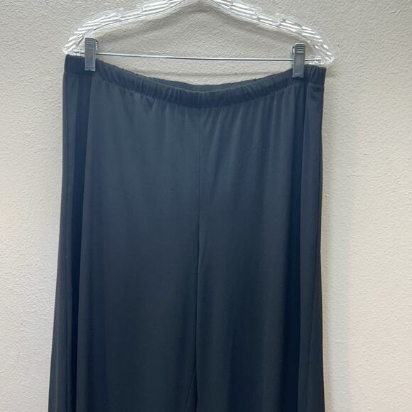 Chicos Wide Leg Pants Size 2 US Large Black Knit Pull On Minimalist Classic - Picture 2 of 8